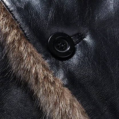 Funki Findz | Jackets | Men's Real Leather Warm Fur Collar Coat