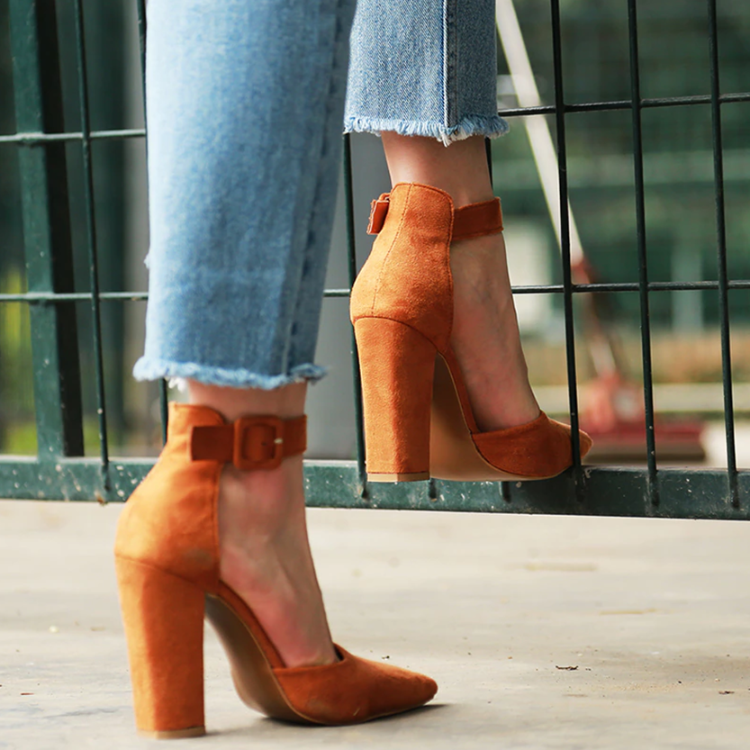 Funki Findz | Shoes | Women's High Block Heel Flock Party Shoe