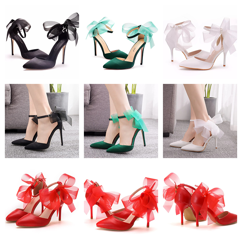 Funki Findz | Shoes | Women's Chiffon Bow Silk Bridal Stilettos