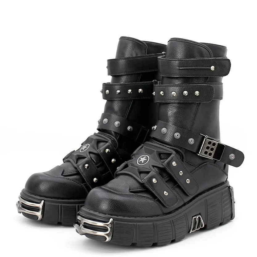 Funki Findz | Boots | Women's Gothic Punk Buckle Strap Boots