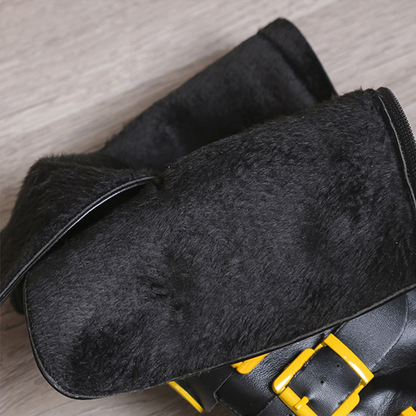 Funki Findz | Boots | Women's Black Yellow Smiley Face Boots