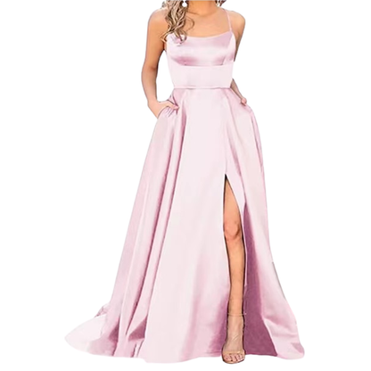 Funki Findz | Dresses | Women's Elegant Long Satin Prom Dress