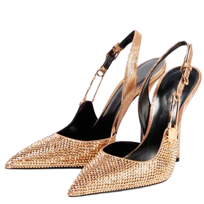 Funki Findz | Shoes | Women's Metallic Beaded High Slingbacks