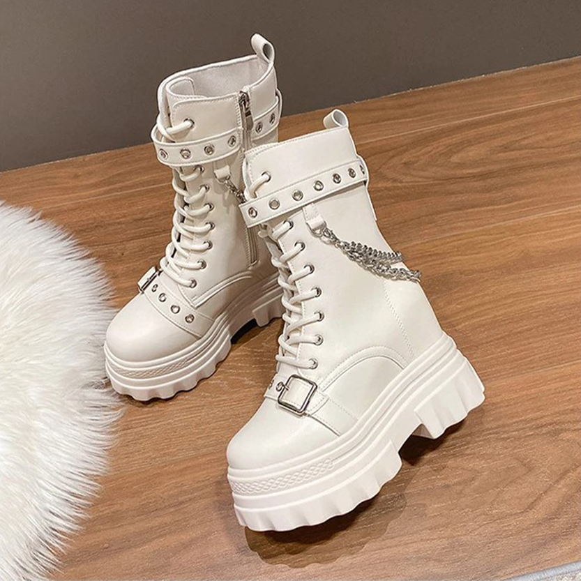 Funki Findz | Boots | Women's Gothic Round Toe Chunky Boots