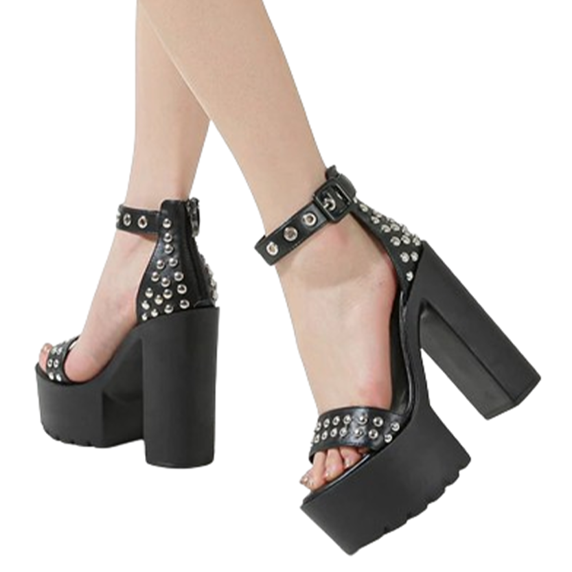 Funki Findz | Shoes | Women's Goth Rivet Dress Platform Sandal
