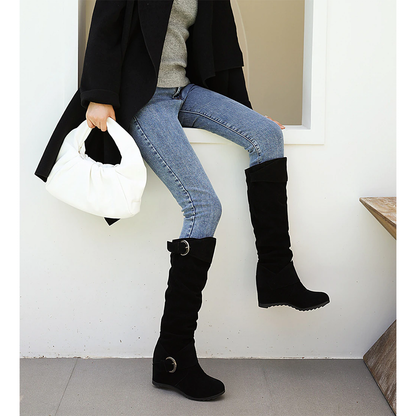 Funki Findz | Boots | Women's Mid-Calf Suede Wedge Boot