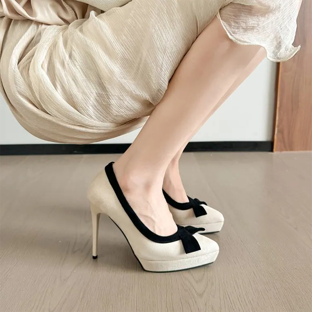 Funki Findz | Shoes | Women's Suede Bow Tie Platorm Heels
