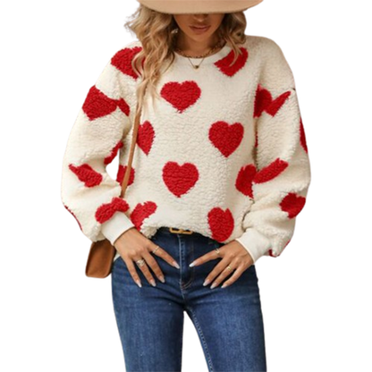 Funki Findz | Sweaters | Women's Fuzzy Heart Winter Sweatshirt