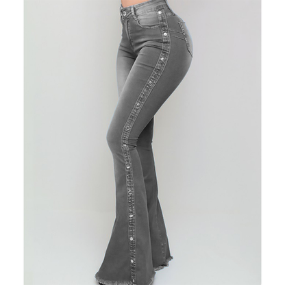 Funki Findz | Pants | Women's Side Button Butt Lift Flared Jeans