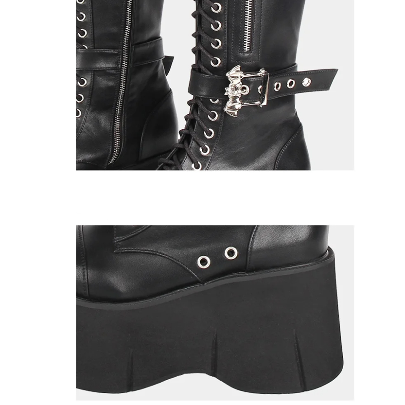 Funki Findz | Boots | Women's Goth Zip Buckle Motorcycle Boot