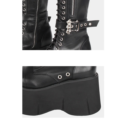 Funki Findz | Boots | Women's Goth Zip Buckle Motorcycle Boot