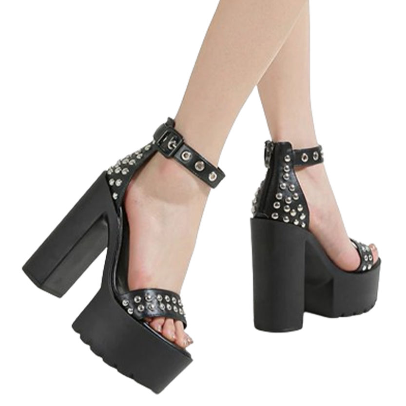 Funki Findz | Shoes | Women's Goth Rivet Dress Platform Sandal