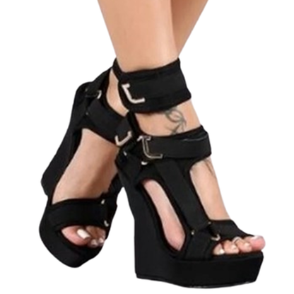 Funki Findz | Shoes | Women's High Buckle Strap Wedge Sandal