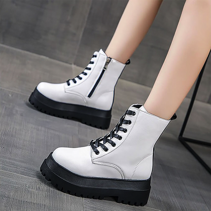 Funki Findz | Boots | Women's White Platform Ankle Boots