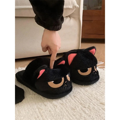 Funki Findz | Shoes | Women's Black Cat Winter Soft Slippers