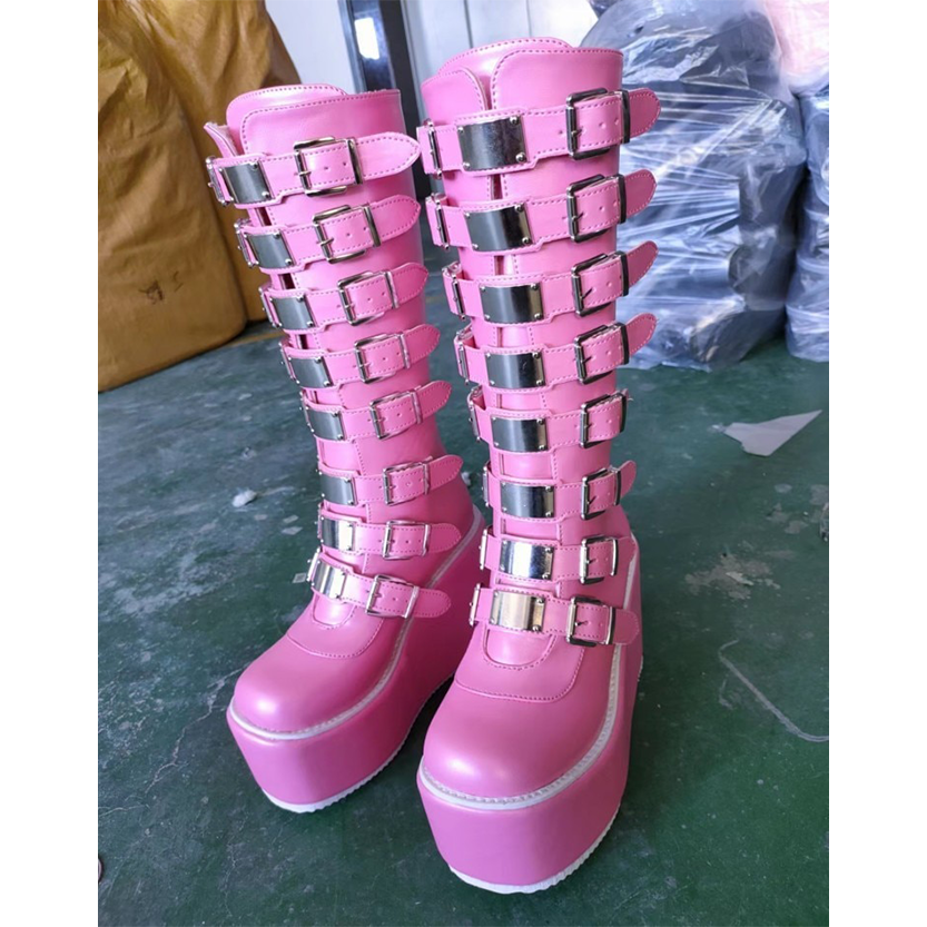 Funki Findz | Boots | Women's Punk Buckle Strap Platform Boots