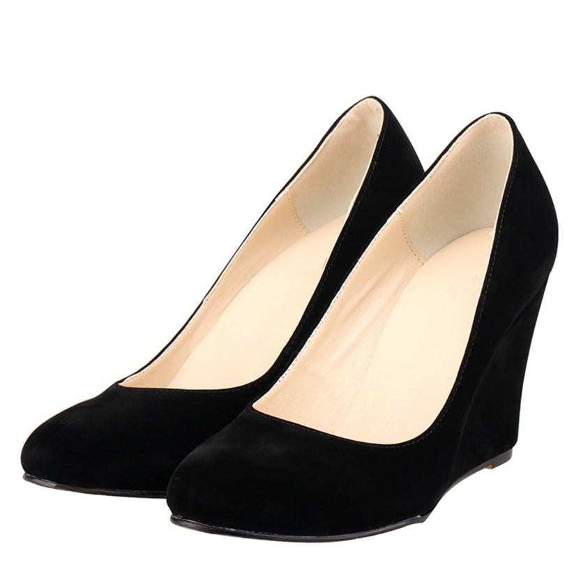 Funki Findz | Shoes | Women's High Heeled Flock Wedge Pumps