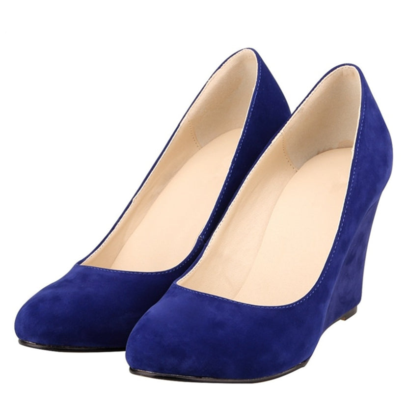 Funki Findz | Shoes | Women's High Heeled Flock Wedge Pumps