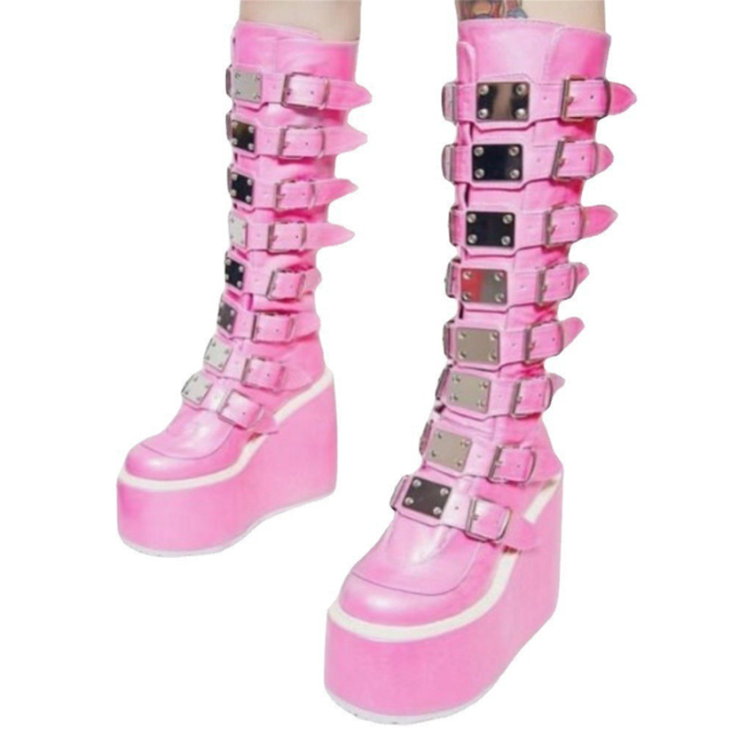 Funki Findz | Boots | Women's Punk Buckle Strap Platform Boots