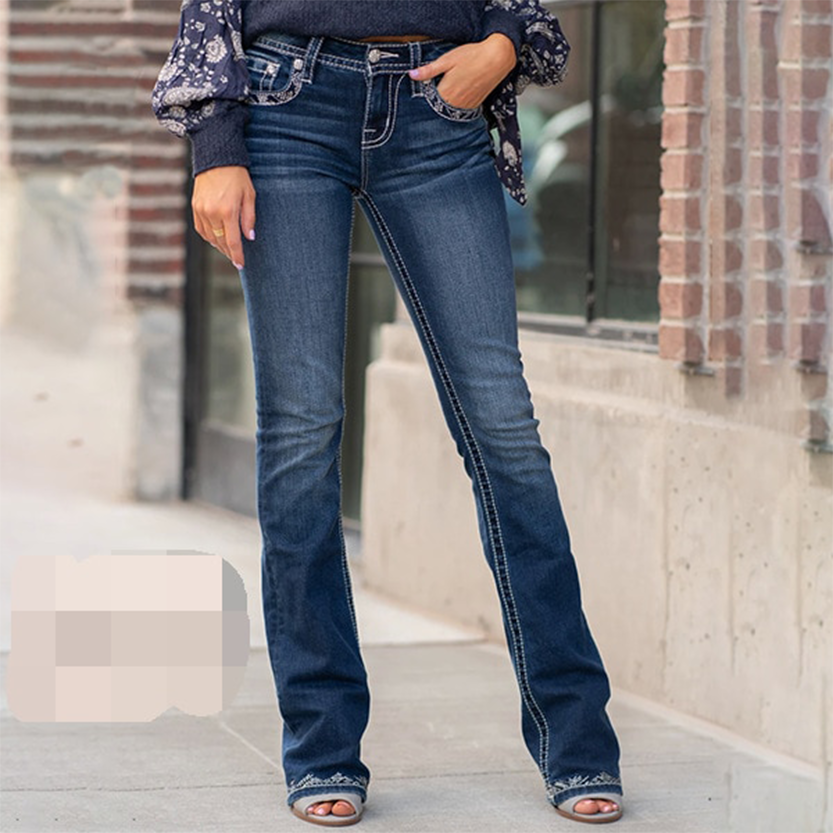 Funki Findz | Pants | Women's Embroidered Micro Flared Jeans