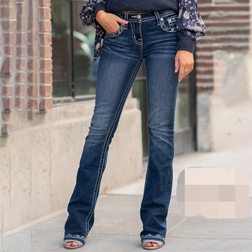 Funki Findz | Pants | Women's Embroidered Micro Flared Jeans