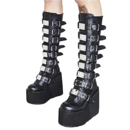 Funki Findz | Boots | Women's Punk Buckle Strap Platform Boots