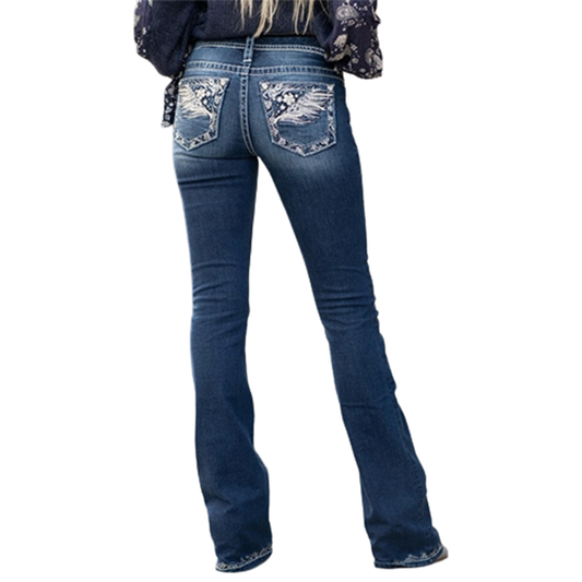 Funki Findz | Pants | Women's Embroidered Micro Flared Jeans