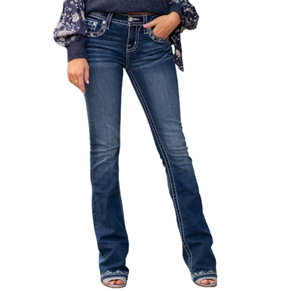 Funki Findz | Pants | Women's Embroidered Micro Flared Jeans