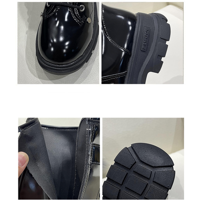 Funki Findz | Boots | Women's Patent Buckle Strap Lace Up Boot