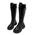 Funki Findz | Boots | Women's Patent Buckle Strap Lace Up Boot