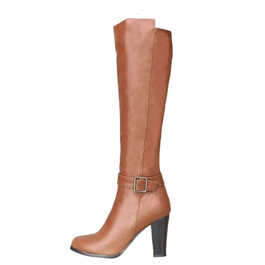 Funki Findz | Boots | Women's High Block Heeled Pull On Boots