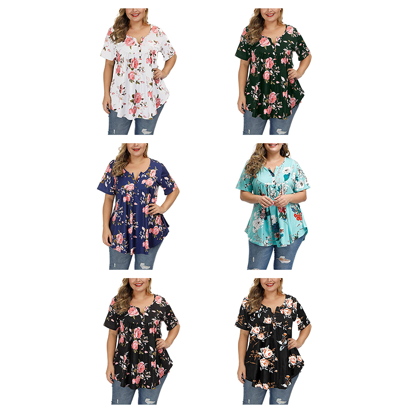 Funki Findz | Shirts | Women's Plus Floral Print Loose Fit Shirts