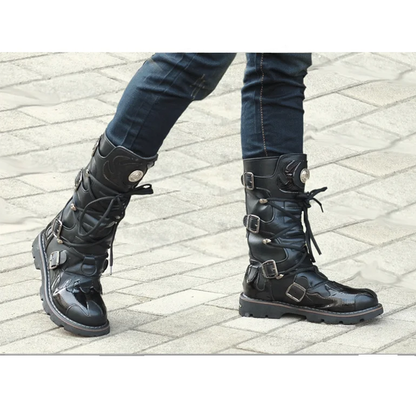 Funki Findz | Boots | Men's Knee-High Combat Motorcycle Boots