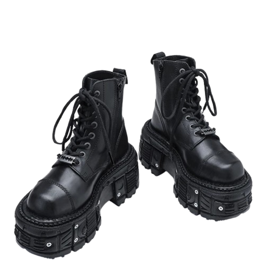 Funki Findz | Boots | Women's Leather Dark Punk Lace Up Boot