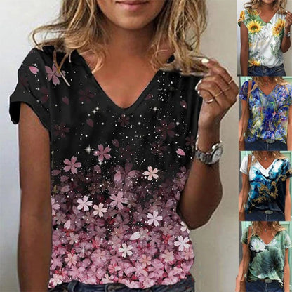 Funki Findz | Shirts | Women's Floral Print V-Neck Tunic Top | 6XL