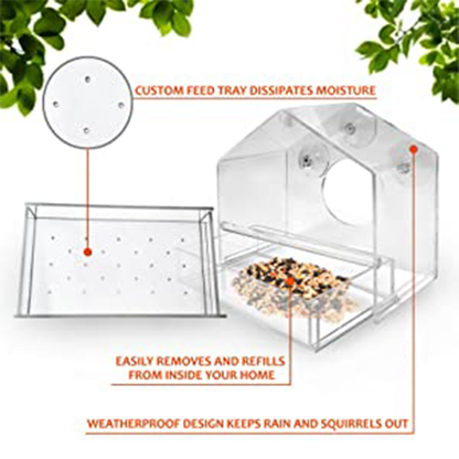Funki Findz | Pet Feeders | Clear Window Bird Feeder