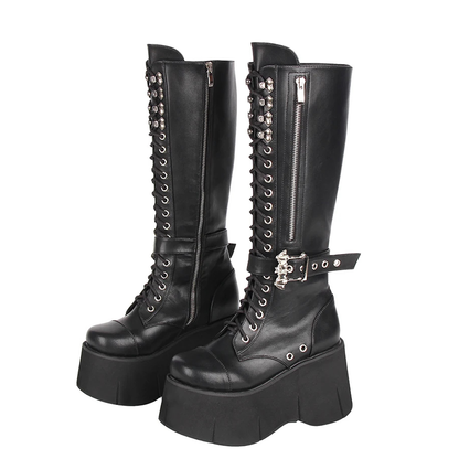 Funki Findz | Boots | Women's Goth Zip Buckle Motorcycle Boot