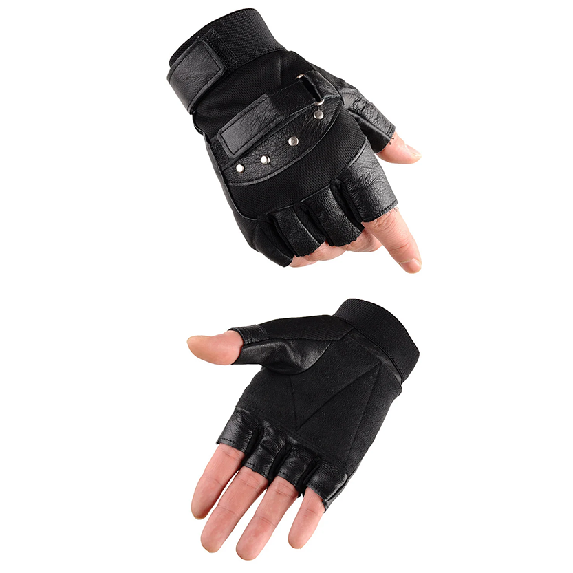 Funki Findz | Gloves | Men's Half Finger Leather Punk Gloves
