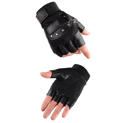 Funki Findz | Gloves | Men's Half Finger Leather Punk Gloves