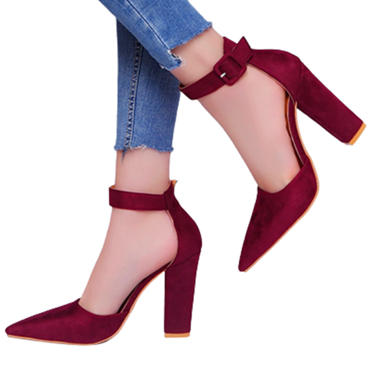 Funki Findz | Shoes | Women's High Block Heel Flock Party Shoe