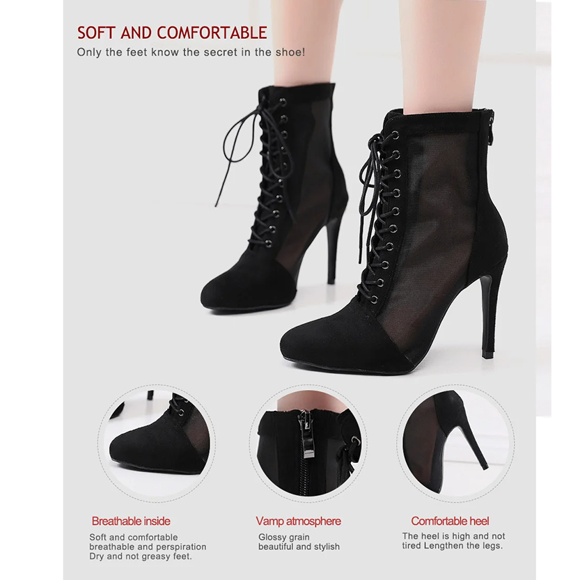 Funki Findz | Boots | Women's Mesh Stiletto Latin Dance Boots
