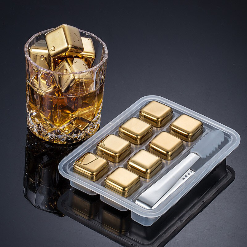 Funki Findz | Whisky Stones | Gold Stainless Steel Ice Cube Sets