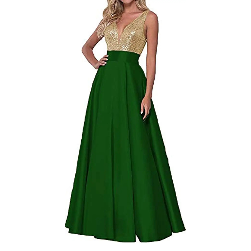 Funki Findz | Dresses | Women's Satin Sequin Evening Dress