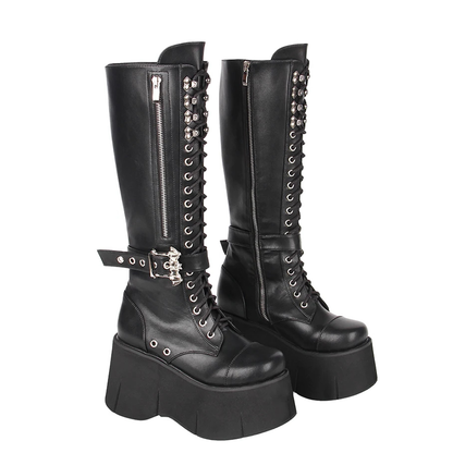 Funki Findz | Boots | Women's Goth Zip Buckle Motorcycle Boot