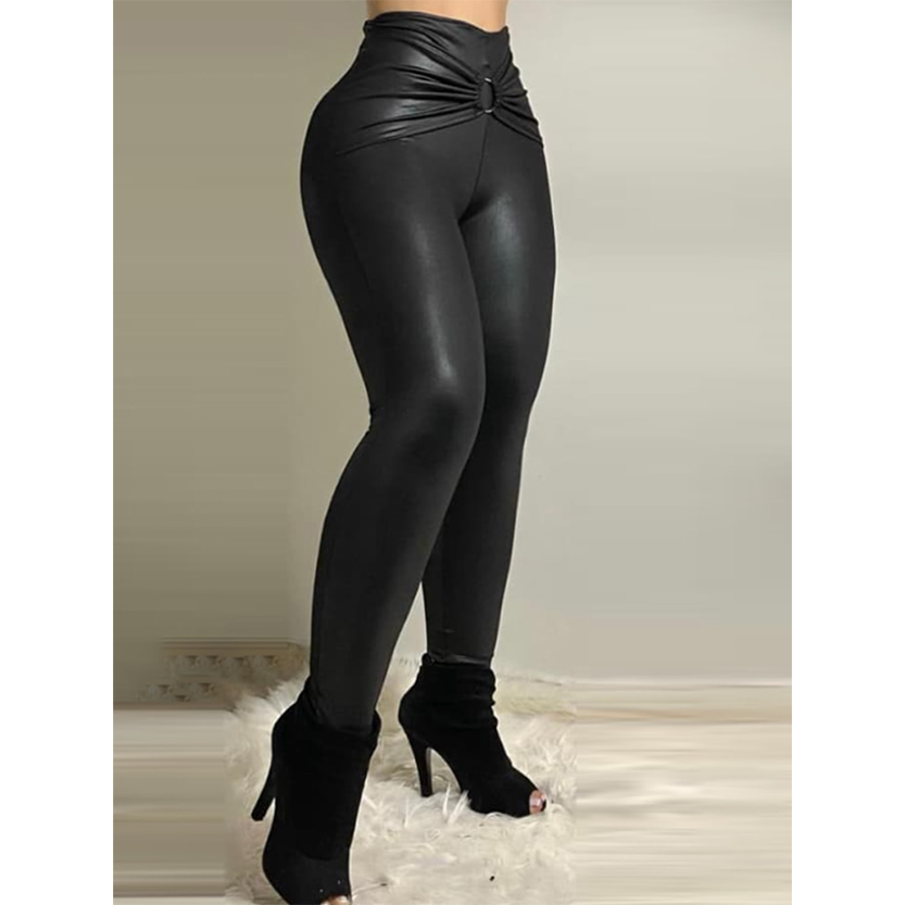 Funki Findz | Pants | Women's PU Leather High Waist Slim Pants