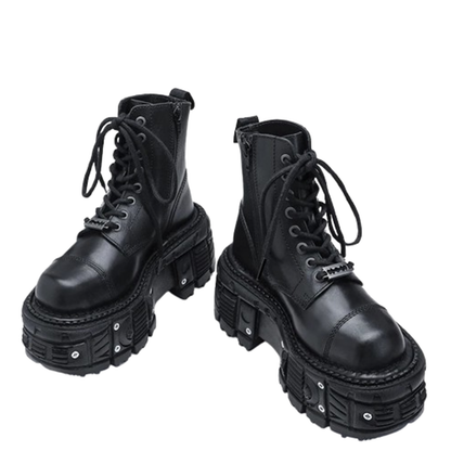 Funki Findz | Boots | Women's Leather Dark Punk Lace Up Boot