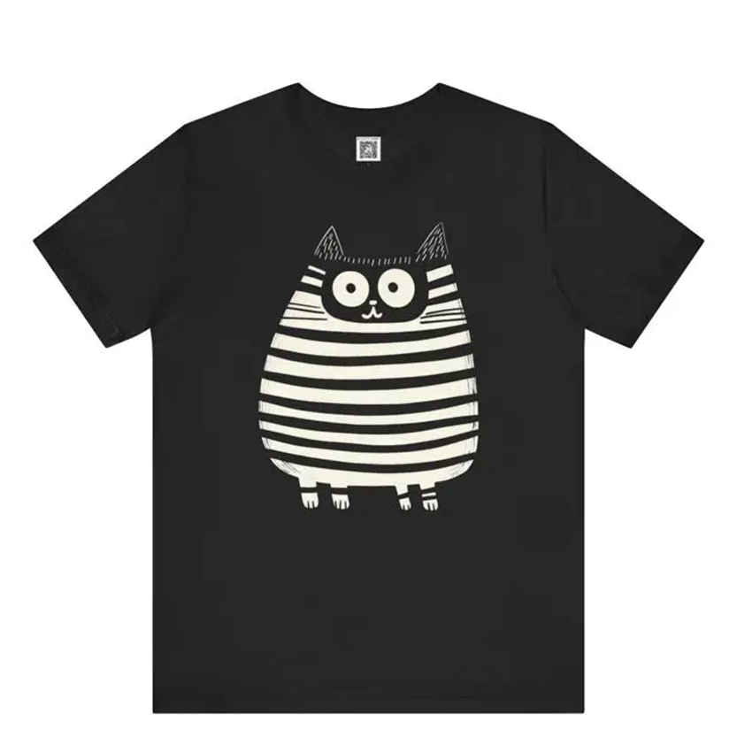 Funki Findz | Shirts | Unisex Cute Striped Cat Printed T-Shirt