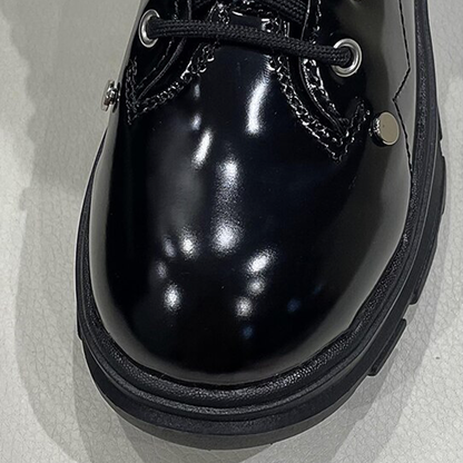 Funki Findz | Boots | Women's Patent Buckle Strap Lace Up Boot