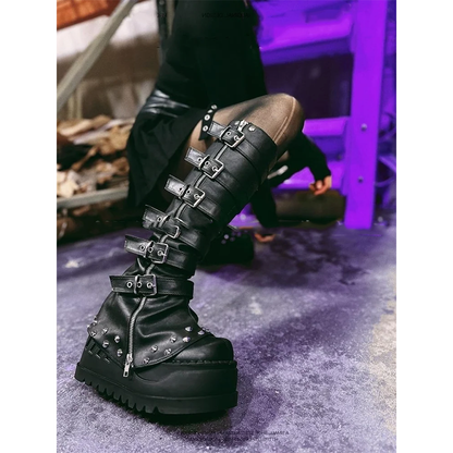 Funki Findz | Boots | Women's Gothic Punk Buckle Zip Boots