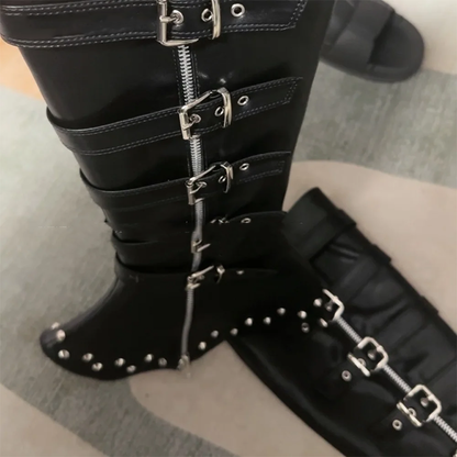 Funki Findz | Boots | Women's Gothic Punk Buckle Zip Boots